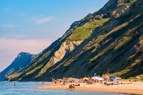 View of the Fiorenzuola di Focara beach